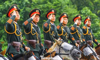 Dàn kỵ binh cảnh sát cơ động tập luyện diễu binh, diễu hành Quốc khánh 2/9