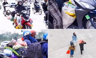Lỉnh kỉnh buồng chuối, bó rau: Người dân 'chở cả quê hương' trở lại Thủ đô 