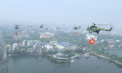 Cánh bay trực thăng dệt trang sử vàng