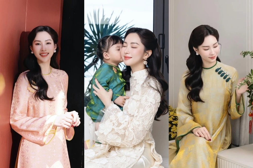 Hoa hậu Đặng Thu Thảo khoe nhan sắc bền bỉ với 3 bộ áo dài dịu dàng dịp Tết