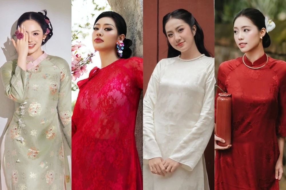 Nhan sắc rạng ngời của các nàng hậu Việt trong tà áo dài đón Tết
