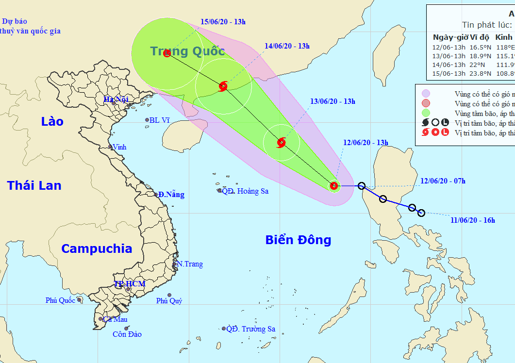 Bão áp thấp nhiệt đới có khả năng mạnh thành báo trên biển Đông trong thời gian tới