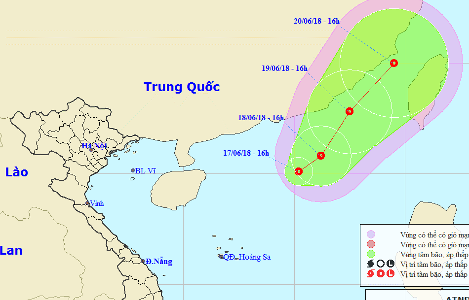 Hướng di chuyển của áp thấp nhiệt đới