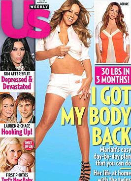 Mariah tự tin khoe thân hình thon thả trên trang bìa US Weekly