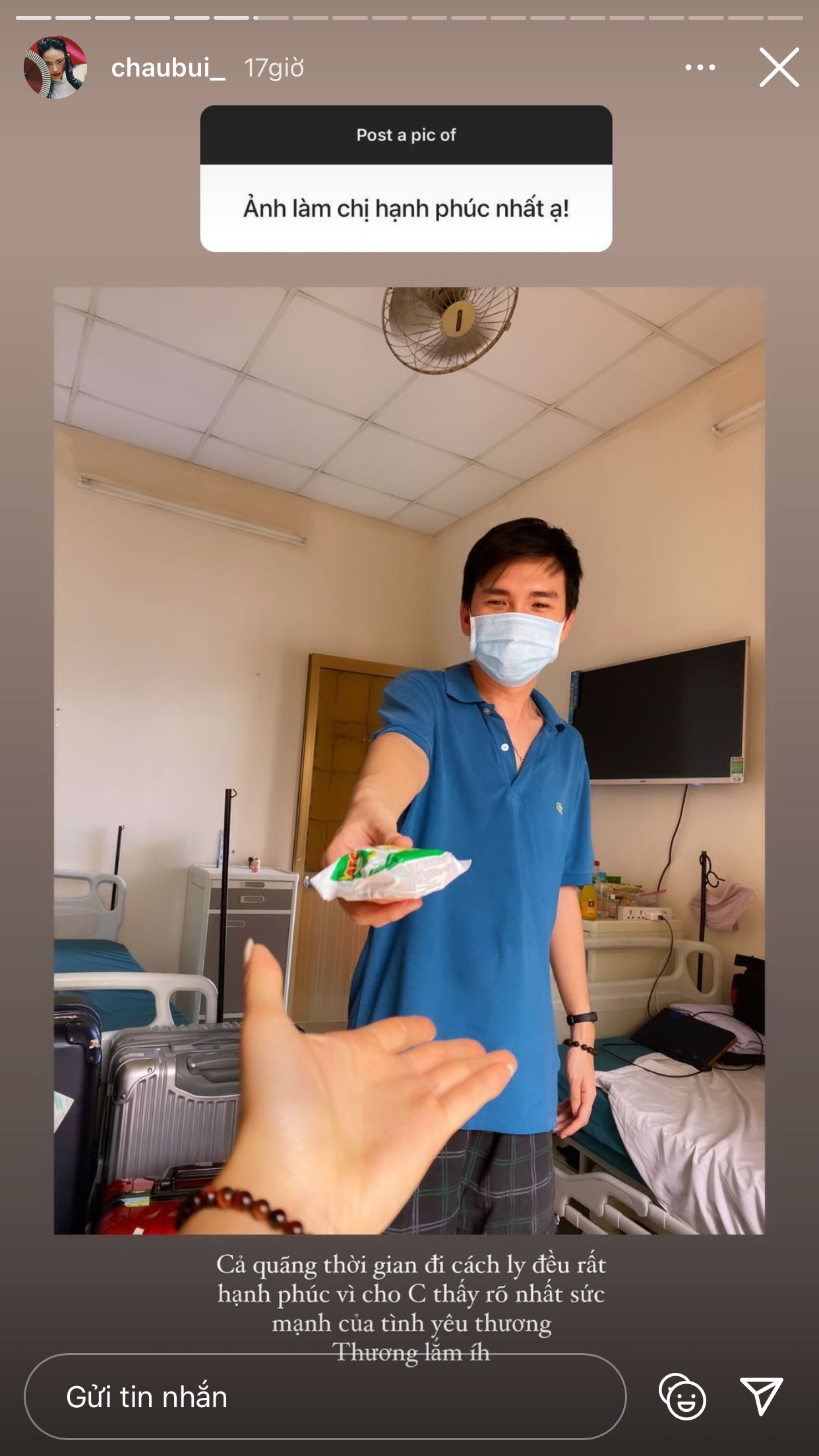 Châu Bùi cũng được dịp hồi tưởng lại những ngày tháng đáng nhớ tại khu cách ly. Châu Bùi, Tlinh, Đồng Ánh Quỳnh và loạt bạn trẻ “mê mệt” bởi trào lưu Post A Pic Of ảnh 7