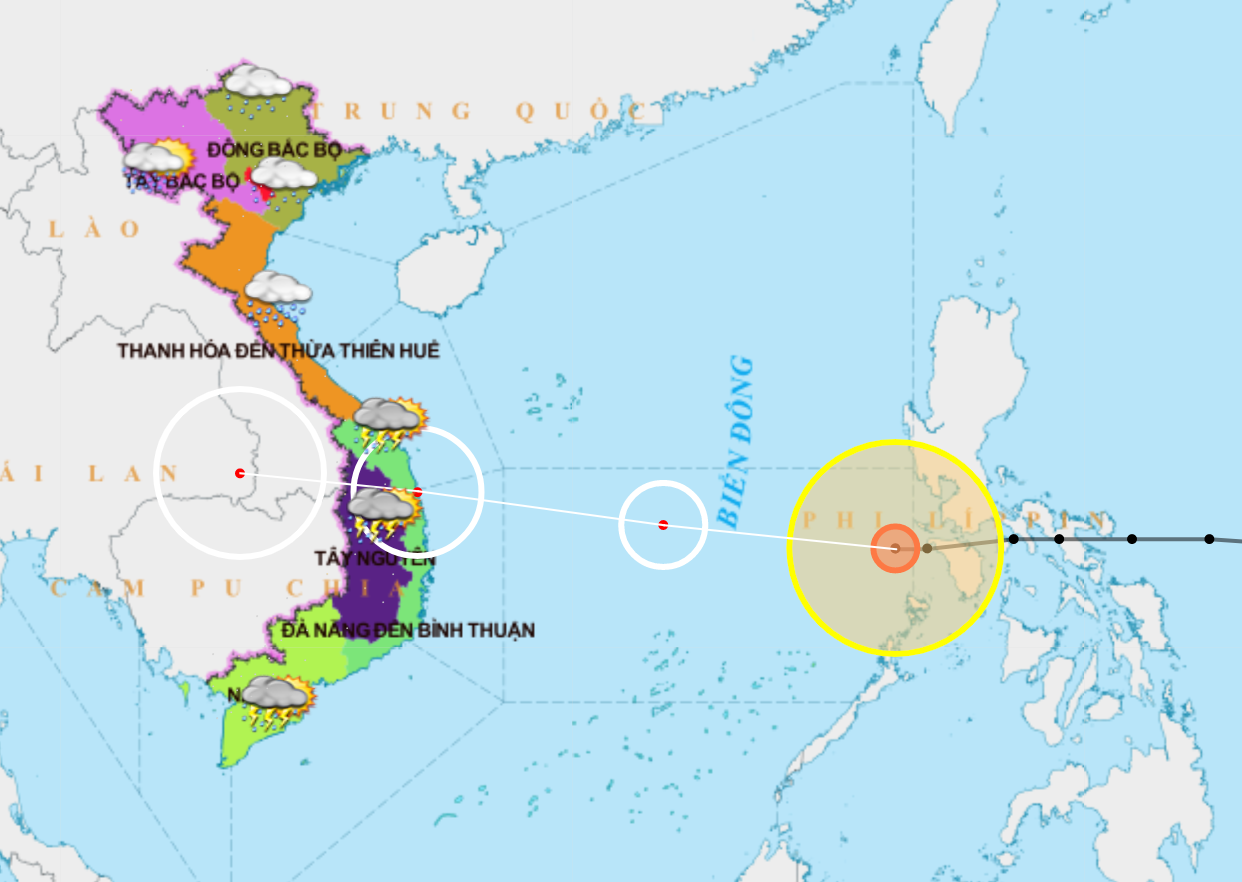 Cơ quan dự báo Việt Nam nhận định vùng trọng tâm ảnh hưởng của bão là từ Thừa Thiên-Huế đến Phú Yên Bão số 9 rất mạnh: Có thể dùng xe tăng, máy bay cứu dân ảnh 1