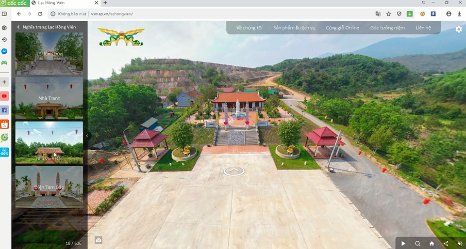 Giao diện tham quan thực tế ảo của Lạc Hồng Viên. Cúng Tết thanh minh online thời COVID-19 ảnh 2