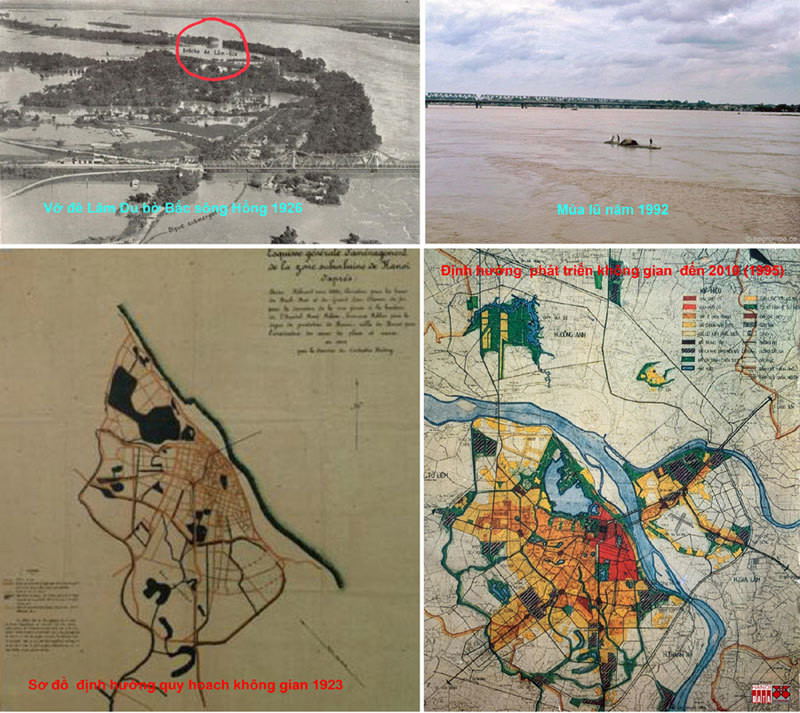 Sơ đồ quy hoạch do KTS Ernest Hébrard công bố năm 1923 và quy hoạch phát triển không gian Hà Nội đến 2010, công bố 1995. Không tính chuyện xây nhà bán đất, lấy ‘thuận thiên’ quy hoạch sông Hồng ảnh 1