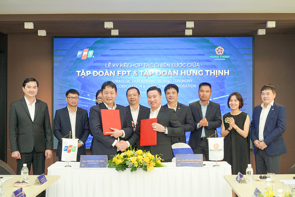 Sự hợp tác lần này giữa hai tập đoàn nhằm thúc đẩy hơn nữa việc chuyển đổi số cũng như áp dụng công nghệ mới vào các sản phẩm của Tập đoàn Hưng Thịnh để đem đến cho khách hàng những giá trị ngày càng hoàn hảo Tập đoàn Hưng Thịnh ký kết hợp tác chiến lược cùng Tập đoàn FPT ảnh 1