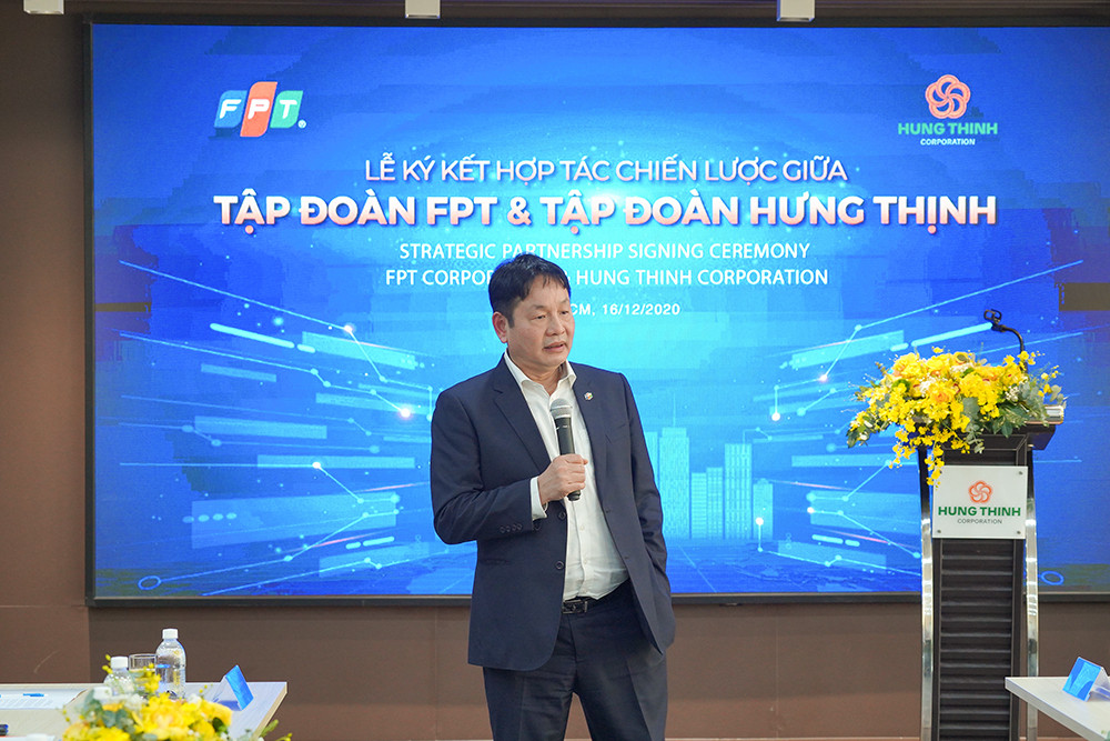 Ông Trương Gia Bình phát biểu tại buổi lễ Tập đoàn Hưng Thịnh ký kết hợp tác chiến lược cùng Tập đoàn FPT ảnh 3