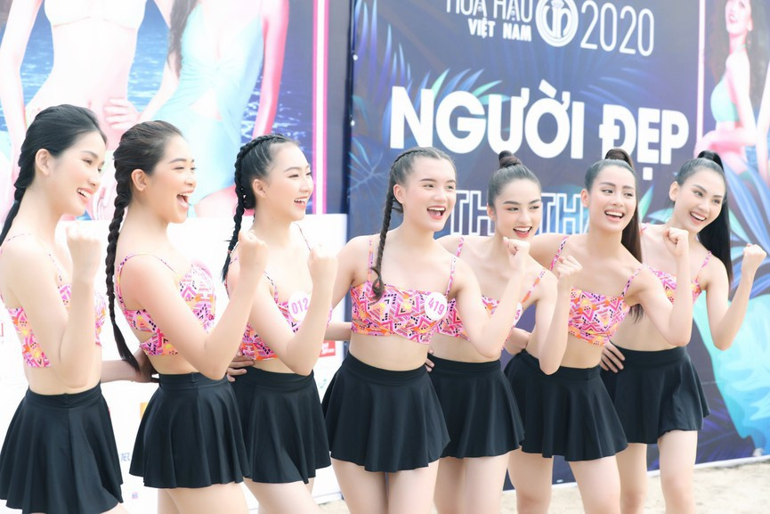 Huỳnh Nguyễn Mai Phương và các thí sinh Hoa hậu Việt Nam trong phần thi Người đẹp Thể thao. Người đẹp Nhân ái Huỳnh Nguyễn Mai Phương sẵn sàng cho giải Vô địch quốc gia Marathon ảnh 1