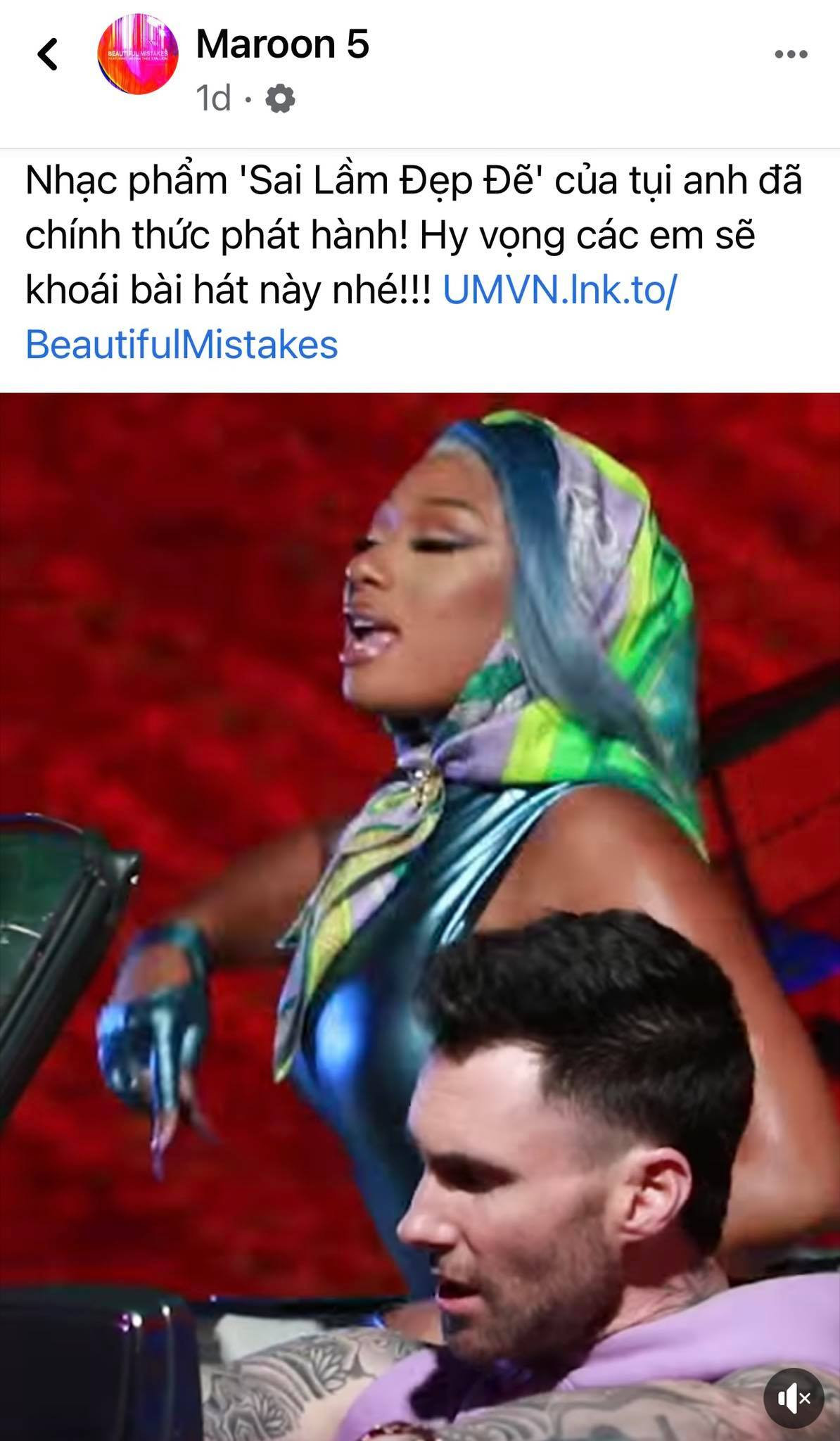 Nội dung quảng bá bằng Tiếng Việt trên trang Facebook của Maroon 5 Maroon 5 trở lại cùng Megan Thee Stallion, giới thiệu bài hát bằng tiếng Việt cực xịn ảnh 3
