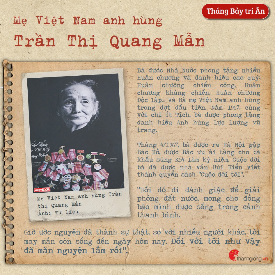 Mẹ Việt Nam Anh hùng Trần Thị Quang Mẫn. Tháng Bảy tri ân: Cô gái năm xưa giả trai đi đánh giặc nay là Mẹ Việt Nam Anh hùng ảnh 3