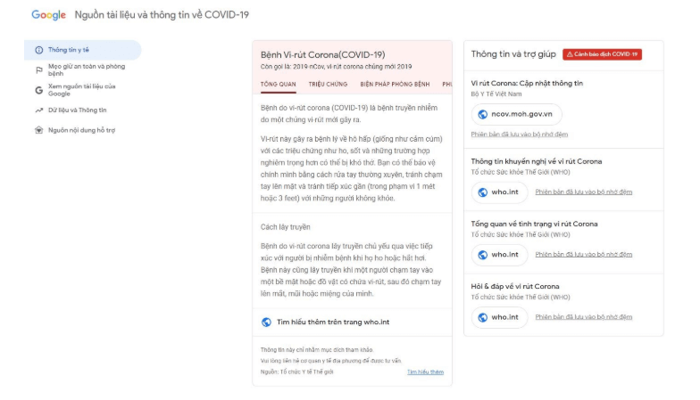 Trang thông tin tổng hợp về COVID-19 trên Google Tiếng Việt Đang có “World Tour” hoành tráng nhưng COVID-19 không thể No.1 BXH Tìm kiếm vì điều này ảnh 2