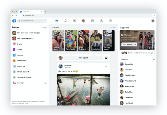 Giao diện mới của Facebook có phông chữ lớn hơn, bố cục tinh giản. (Ảnh: Facebook) Chú ý: Facebook sẽ có thay đổi lớn trong tháng 9 tới, bất kể người dùng có thích hay không ảnh 1