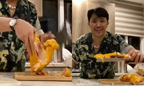 Trấn Thành vừa làm vừa bức xúc về nhận định của Trúc Nhân. (Ảnh chụp màn hình) Trấn Thành đáp trả thách thức của Trúc Nhân nhưng lại bị bà xã lên tiếng "dằn mặt" ảnh 1