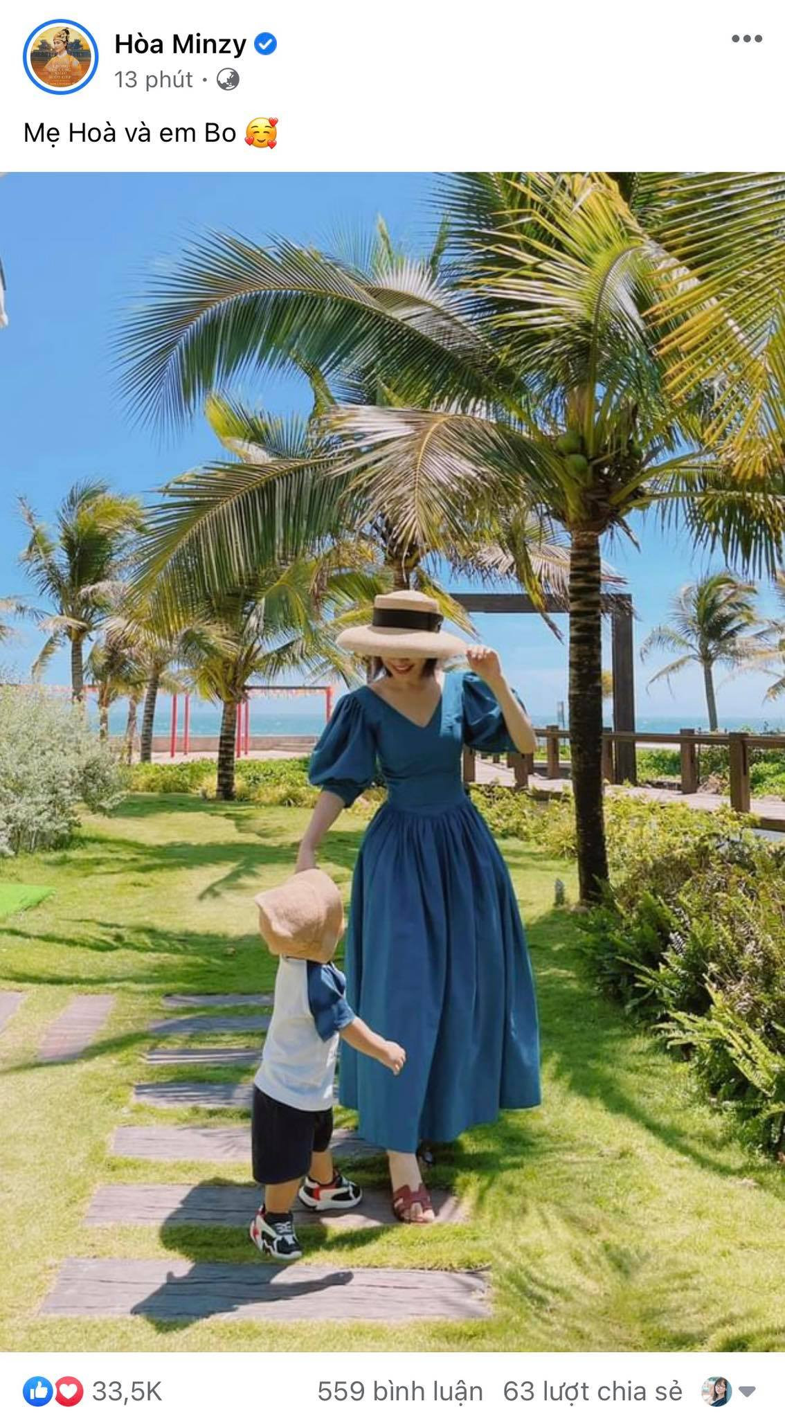 Hòa Minzy rạng rỡ khoe ảnh cùng con trai. Hòa Minzy lần đầu đăng ảnh cùng con trai sau cả năm giấu kín, tiết lộ tên ở nhà của em bé ảnh 1