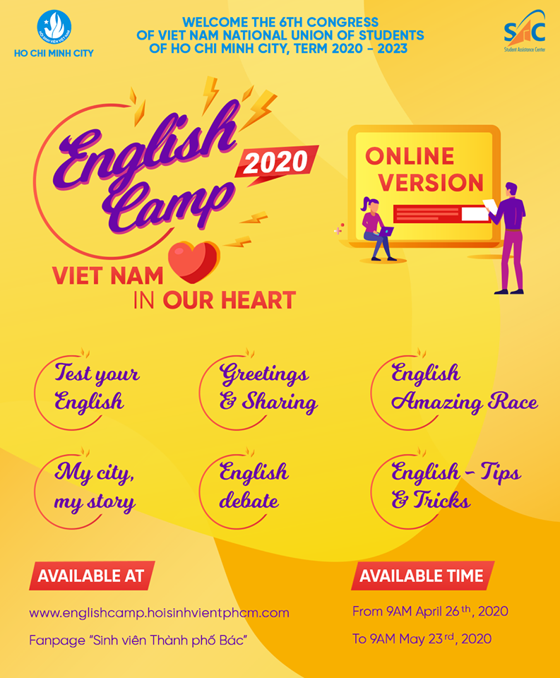 "Ngày hội Sinh viên với ngoại ngữ - English Camp 2020" hứa hẹn sẽ thu hút rất đông các bạn sinh viên tham gia. “Ngày hội Sinh viên với ngoại ngữ - English Camp 2020” chính thức trở lại ảnh 1