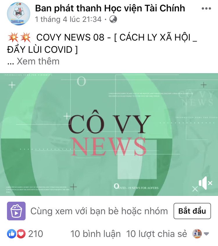 Truyền tải thông tin sáng tạo, chính xác qua “Bản tin sinh viên mùa dịch COVY-NEWS” Đoàn Thanh niên HV Tài chính đa dạng các hoạt động hỗ trợ sinh viên trong mùa COVID-19 ảnh 1