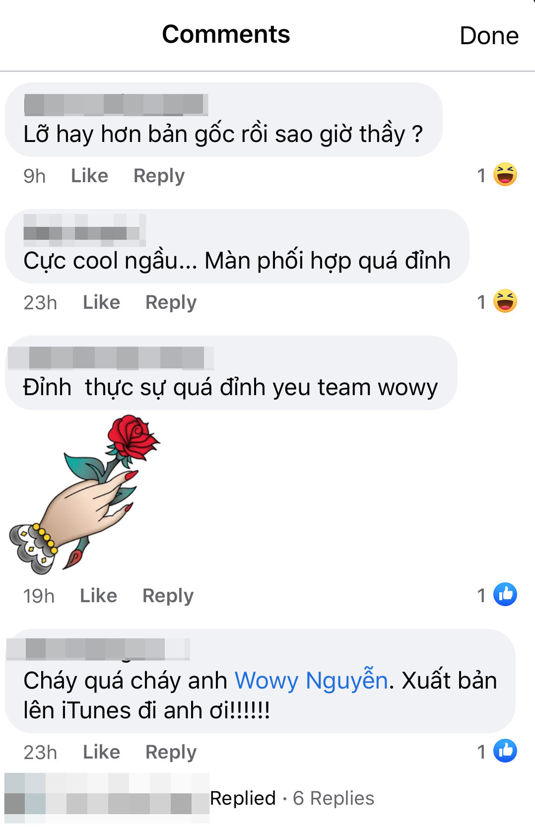 Người hâm mộ đã để lại nhiều bình luận thể hiện sự ủng hộ dành cho team Wowy. Rap Việt: Team Wowy khiến fan phát sốt khi cover bài hát “Chạy” của “sư phụ” Wowy ảnh 5