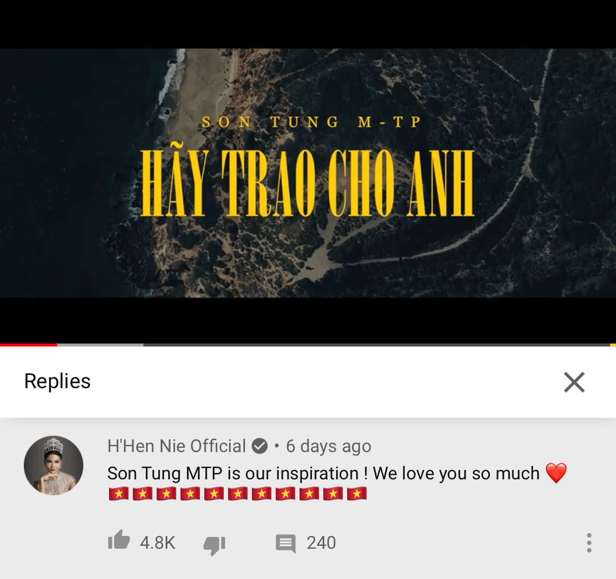 Bình luận của H'Hen Niê đã nhận được lượt like khủng từ người hâm mộ Karik, H'Hen Niê bảo vệ Sơn Tùng trước làn sóng bắt nạt vô lý của netizen Hàn ảnh 7