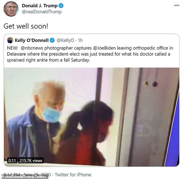Tổng thống Trump bỗng nhiên chúc "đối thủ" mau khỏe. Ảnh: Twitter. Chó cưng của ông Joe Biden đăng “tâm thư” xin lỗi vì khiến ông bị thương, ai cũng bật cười ảnh 1