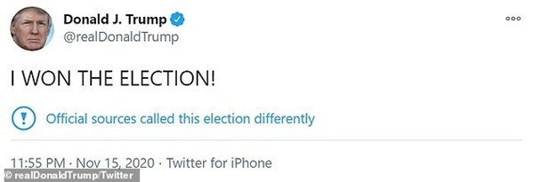 Twitter phải tạo cảnh báo mới chỉ vì dòng tweet ngắn của Tổng thống Trump. Ảnh: Twitter. Chỉ vì Tổng thống Trump đăng rằng mình đã thắng, Twitter phải tạo ra một cảnh báo mới tinh ảnh 3