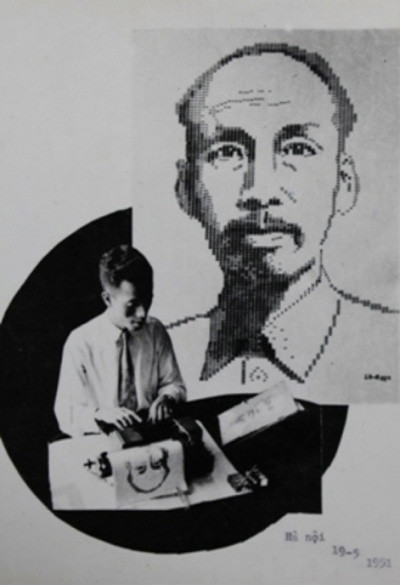 Hình ảnh ông Lê Ngọc vẽ chân dung Bác Hồ bằng máy đánh chữ. Hình ảnh ông Lê Ngọc vẽ chân dung Bác Hồ bằng máy đánh chữ.