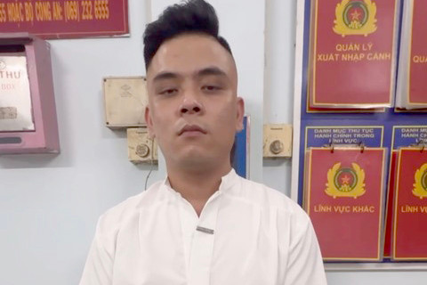 Tưởng Chí Huy tại cơ quan công an. Ảnh: C.A. Tưởng Chí Huy tại cơ quan công an. Ảnh: C.A.