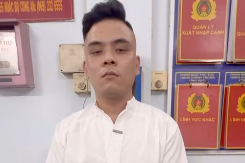 Tưởng Chí Huy tại cơ quan công an. Ảnh: C.A.