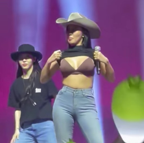 Hwasa tiếp tục gây chú ý bởi phong cách biểu diễn khiêu gợi. Ảnh: CMH.