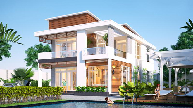 Phối cảnh mặt tiền biệt thự