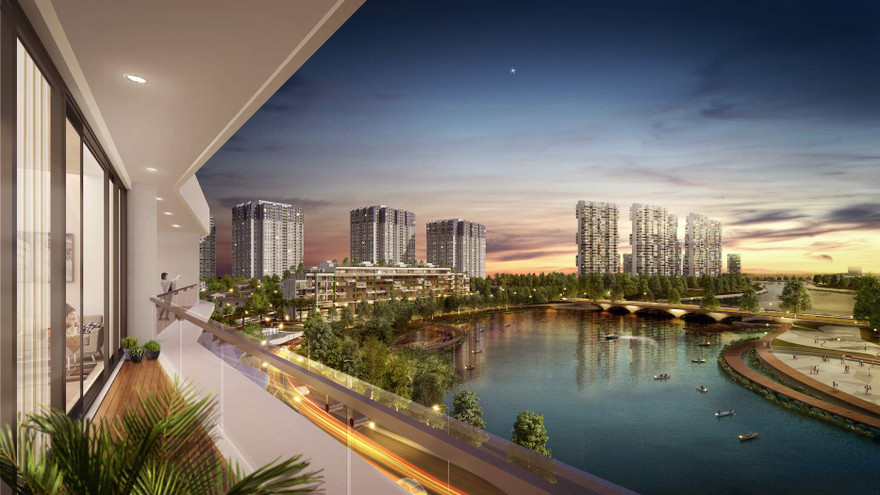 Các căn nhà phố Marina Arc 9 tầng đều sở hữu tầm nhìn thẳng ra vịnh hồ Aqua bay