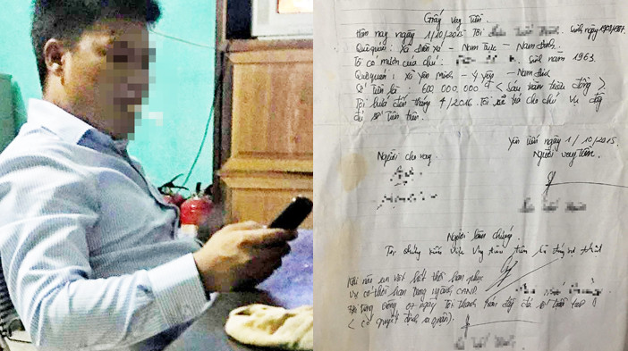 Trung úy L.T.Th. được cho tự tay viết giấy nợ khi nhận 600 triệu từ gia đình anh P. Q. V. với lời hứa chạy việc vào ngành công an.
