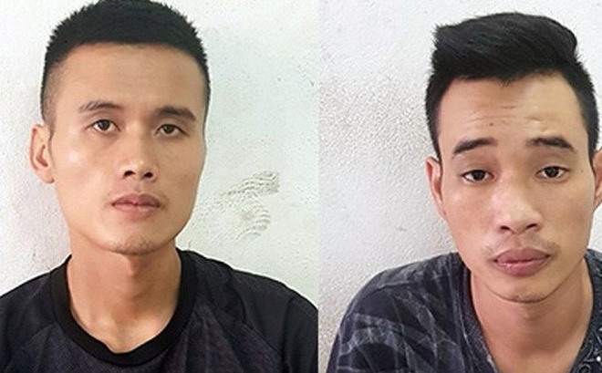 Hai đối tượng, Quy và Huy tại cơ quan Công an.