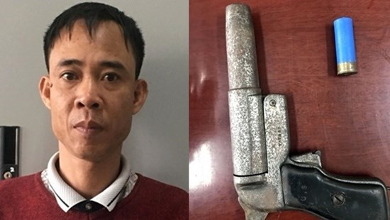 Nghi phạm bắn chết người vì va chạm giao thông đã ra đầu thú cùng tang vật.