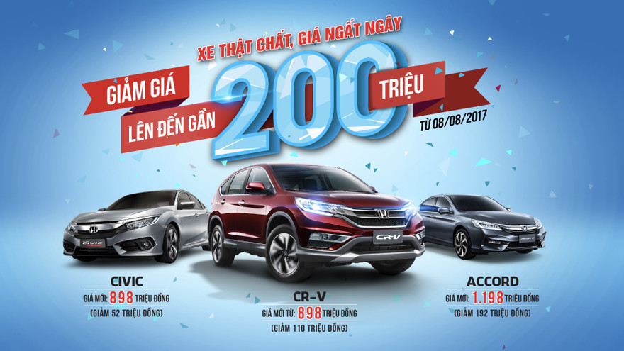 Honda giảm giá gần 200 triệu đồng cho khách mua xe mới