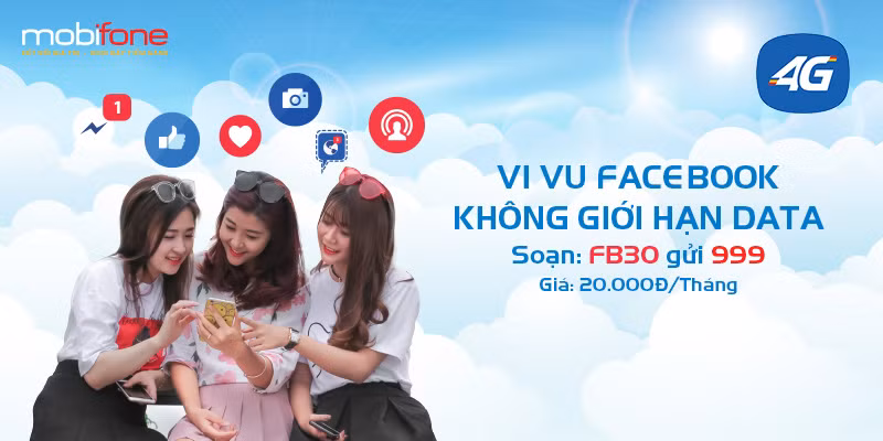 Soạn FB30 gửi 999, bạn thoải mái lướt Facebook cả tháng