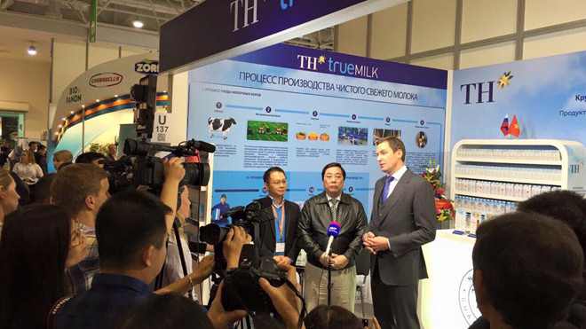 Gian hàng triển lãm của TH true MILK tại Expocentre Moscow 