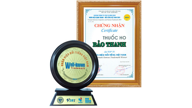 Nhãn hiệu nổi tiếng 2014 có sự góp mặt của Thuốc ho đông dược Bảo Thanh