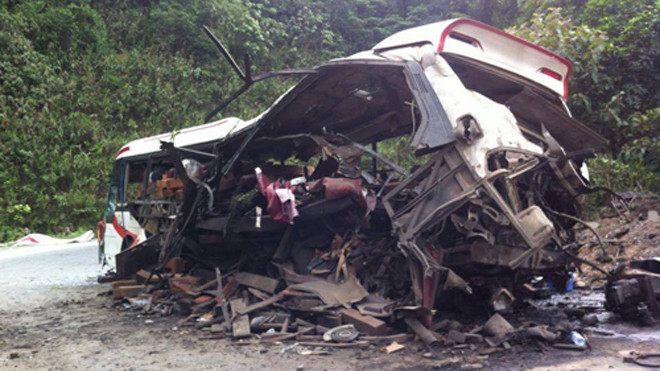 Hiện trường vụ tai nạn. Ảnh Nam Xuân.