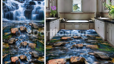 Mẫu gạch 3Dartfloor thác nước suối đá chảy tự nhiên