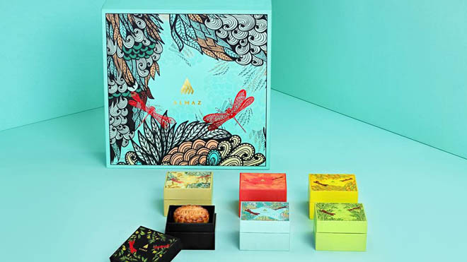 Concept màu xanh bạc hà độc đáo của bánh trung thu Almaz.