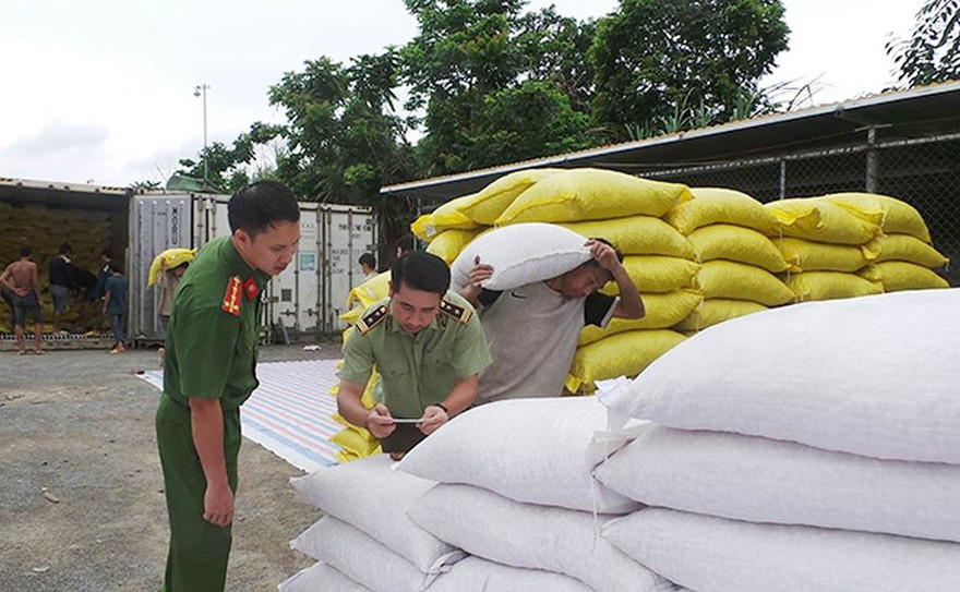 Lực lượng chức năng kiểm tra 16 container chứa 440 tấn hạt dẻ nhập lậu.