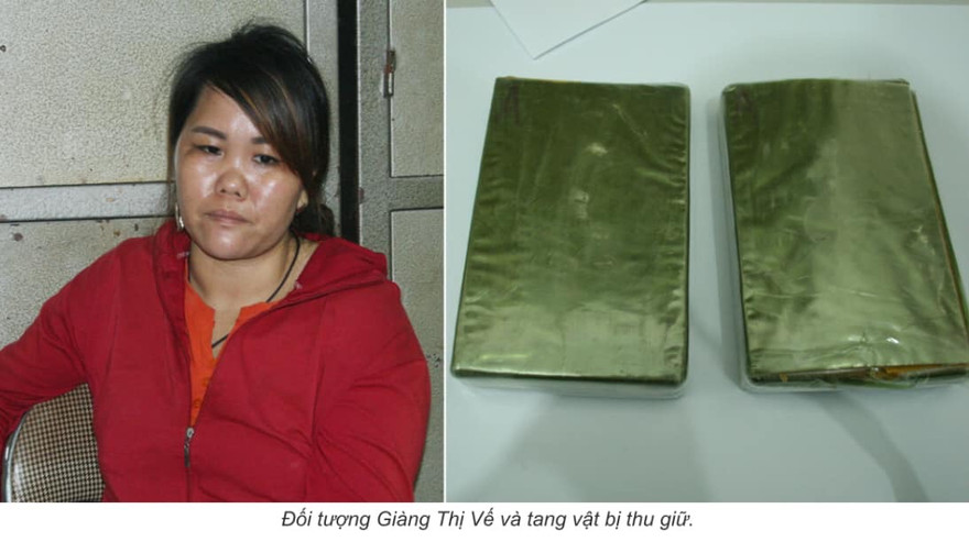 Đối tượng Giàng Thị Vế cùng tang vật.