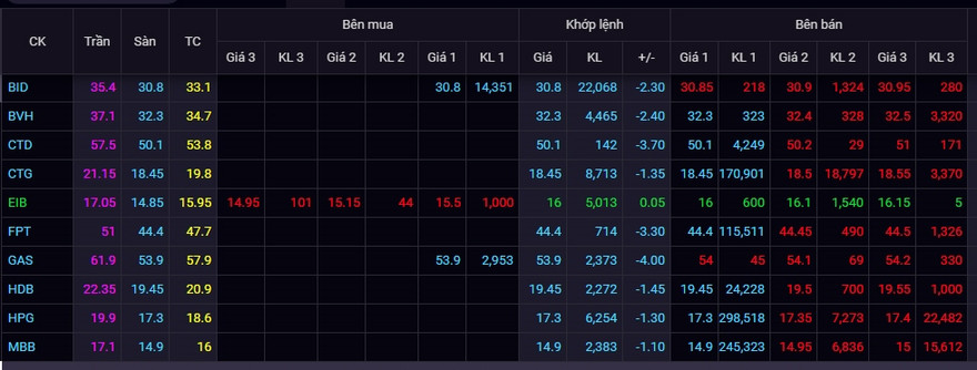Cả trăm cổ phiếu nằm sàn, trắng bên mua. 