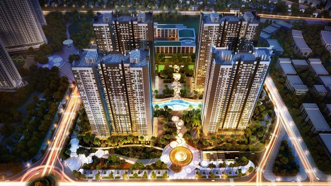 Phối cảnh về đêm Khu căn hộ Park Hill PREMIUM