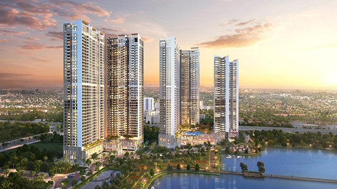 Tòa S3 (đầu tiên từ trái qua) có vị trí tọa lạc đắc địa và thuận lợi nhất trong 3 tòa căn hộ của siêu phẩm ven hồ Vinhomes Skylake