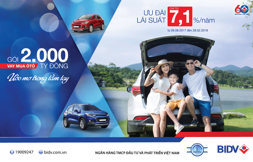 Sở hữu ôtô mơ ước với lãi suất ưu đãi từ BIDV