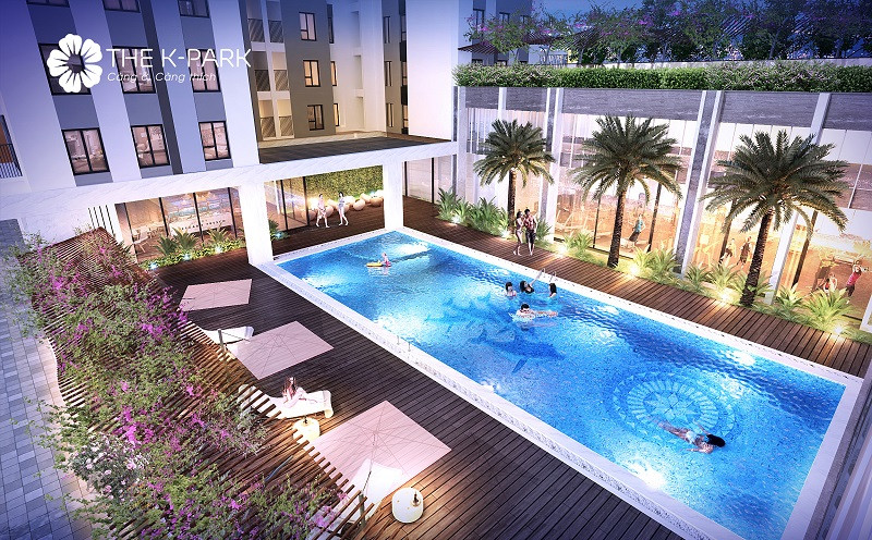 Khu bể bơi ngoài trời hiện đại